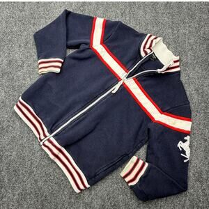 Ferrari Kids Zip Sweatshirt Jacket 7-8 Made In Italy Navy Embroidered